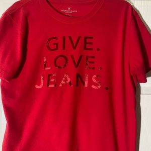 American Eagle Red Graphic T Short Size: Small